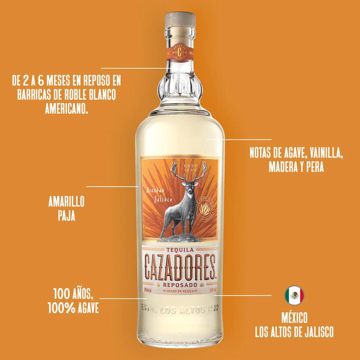 Tequila Cazadores Reposado 950 mL - Image 3
