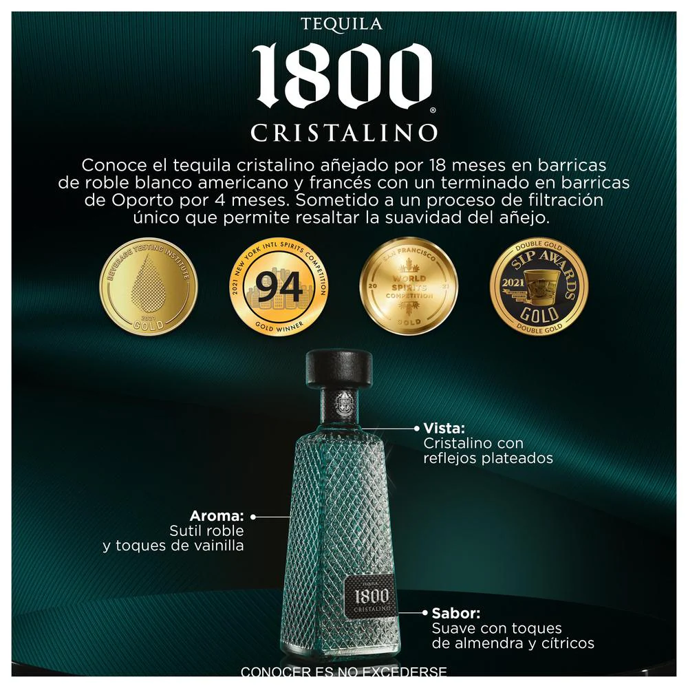 Tequila Cuervo 1800 Cristalino Añejo 700 mL - Image 2