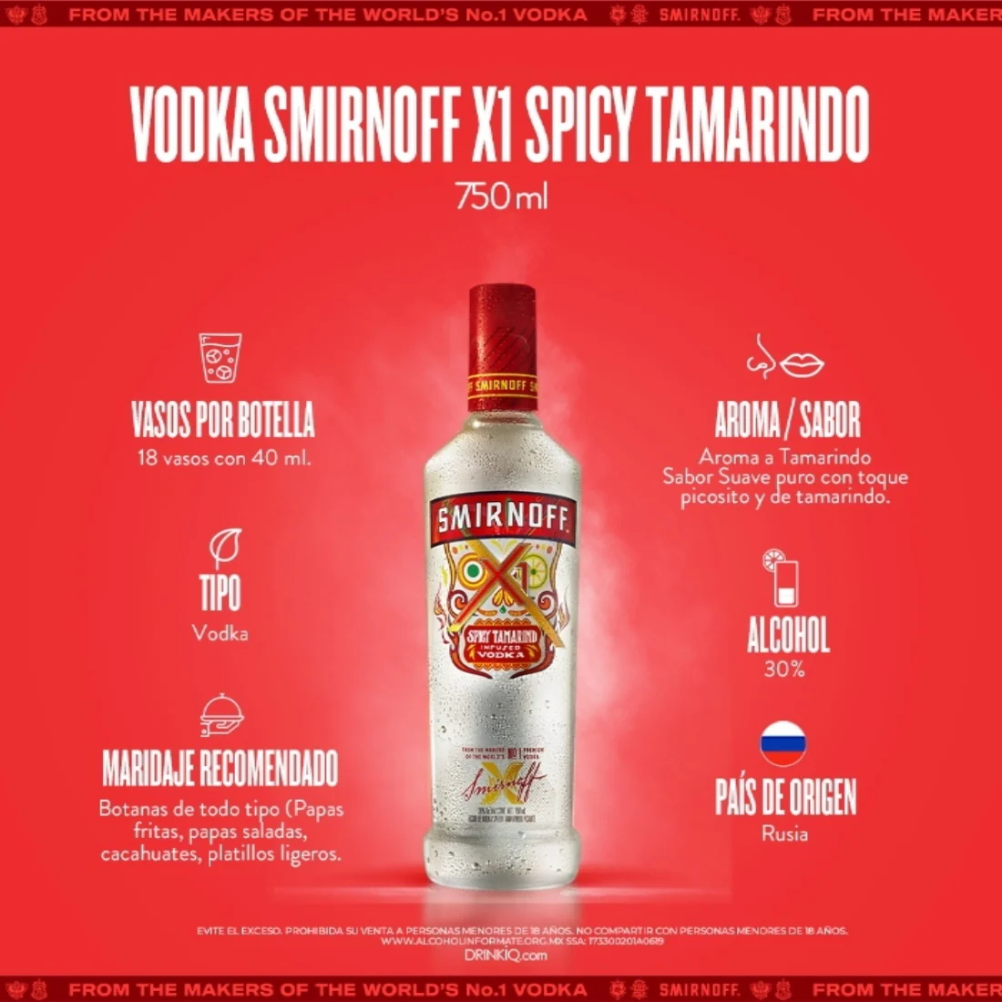 Vodka Smirnoff X1 Tamarindo 750 ml - Image 5