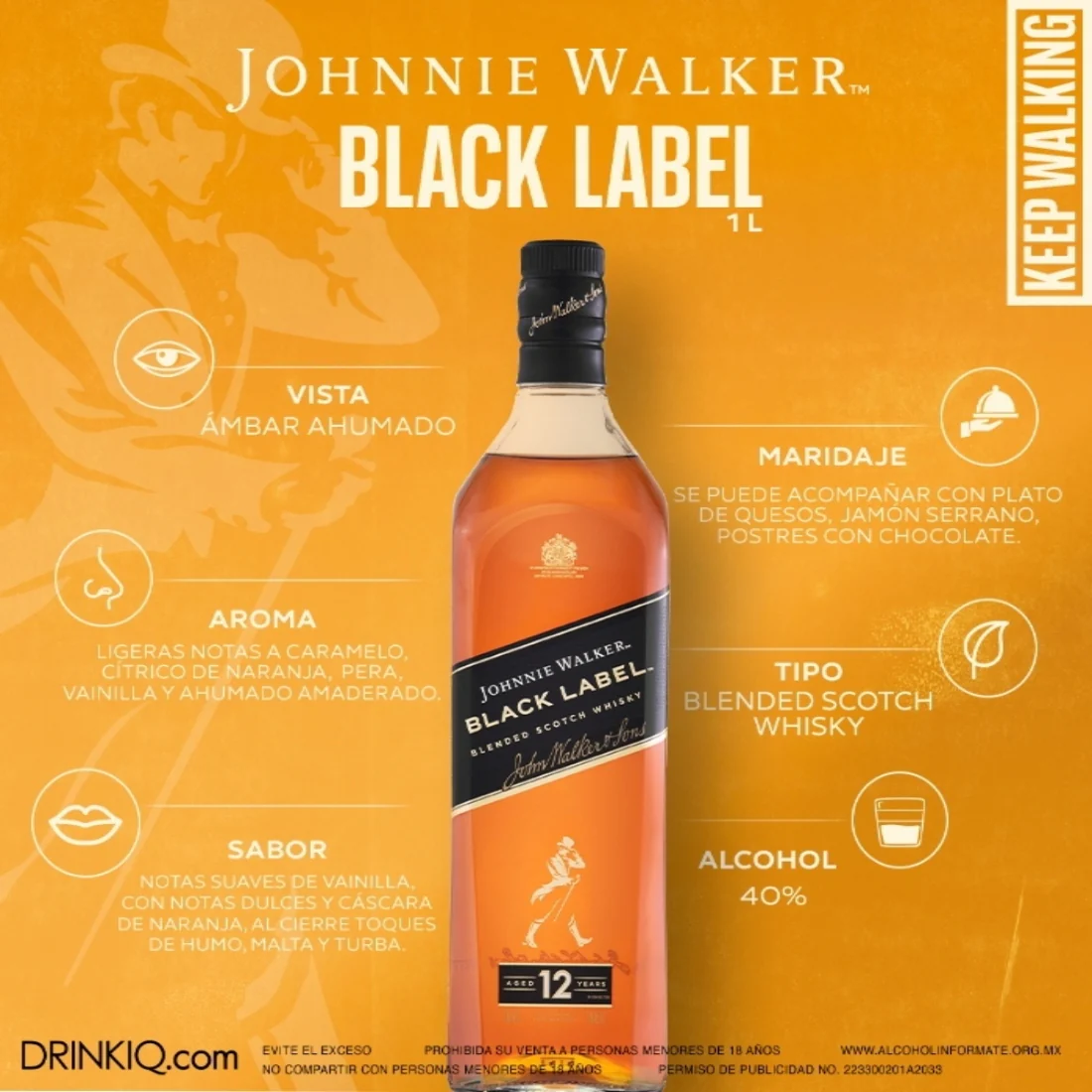 Whisky Johnnie Walker Black Label Blended Scotch 1 L (OFERTA EXCLUSIVA EN LÍNEA) - Image 5